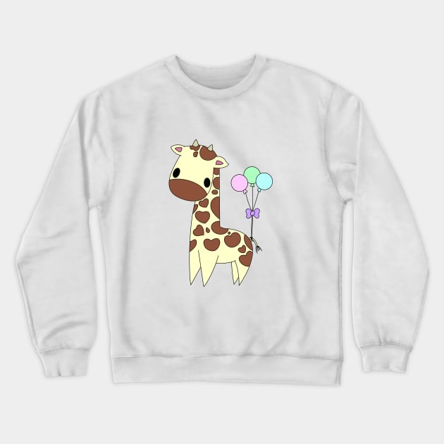 Baby Giraffe with Balloons Crewneck Sweatshirt by Mamma Panda1